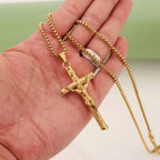 14K Gold Unique Crucifix Necklace