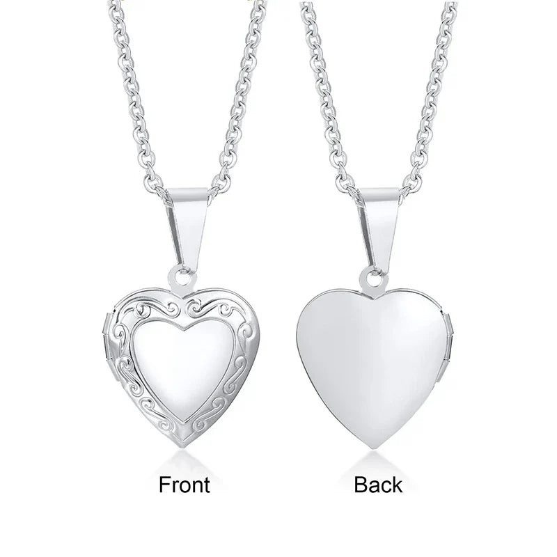 Heart Locket Pendants for Women Men Openable Photo Frame Stainless Steel Jewellery