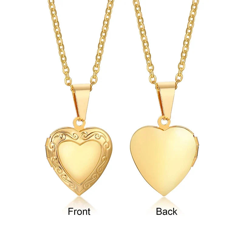 Heart Locket Pendants for Women Men Openable Photo Frame Stainless Steel Jewellery