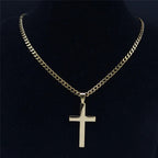 Stainless Steel Cross Chain Necklace for Men Women