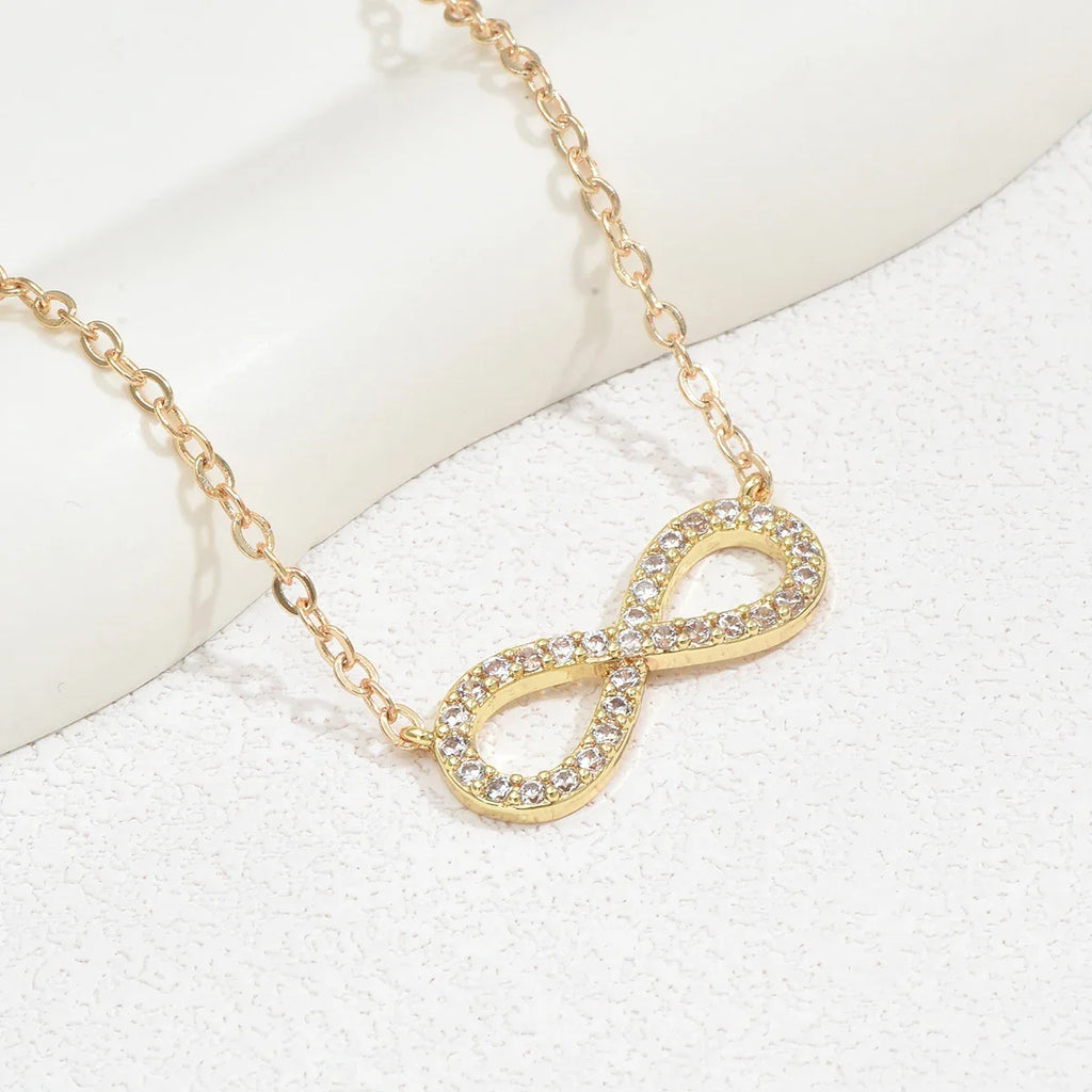Stainless Steel Infinity Pendant Necklace Zirconia for Women