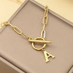 Stainless steel Initial necklace A-Z Letter charms pendant Choker Necklace