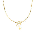 Stainless steel Initial necklace A-Z Letter charms pendant Choker Necklace