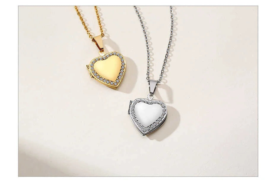 Heart Locket Pendants for Women Men Openable Photo Frame Stainless Steel Jewellery