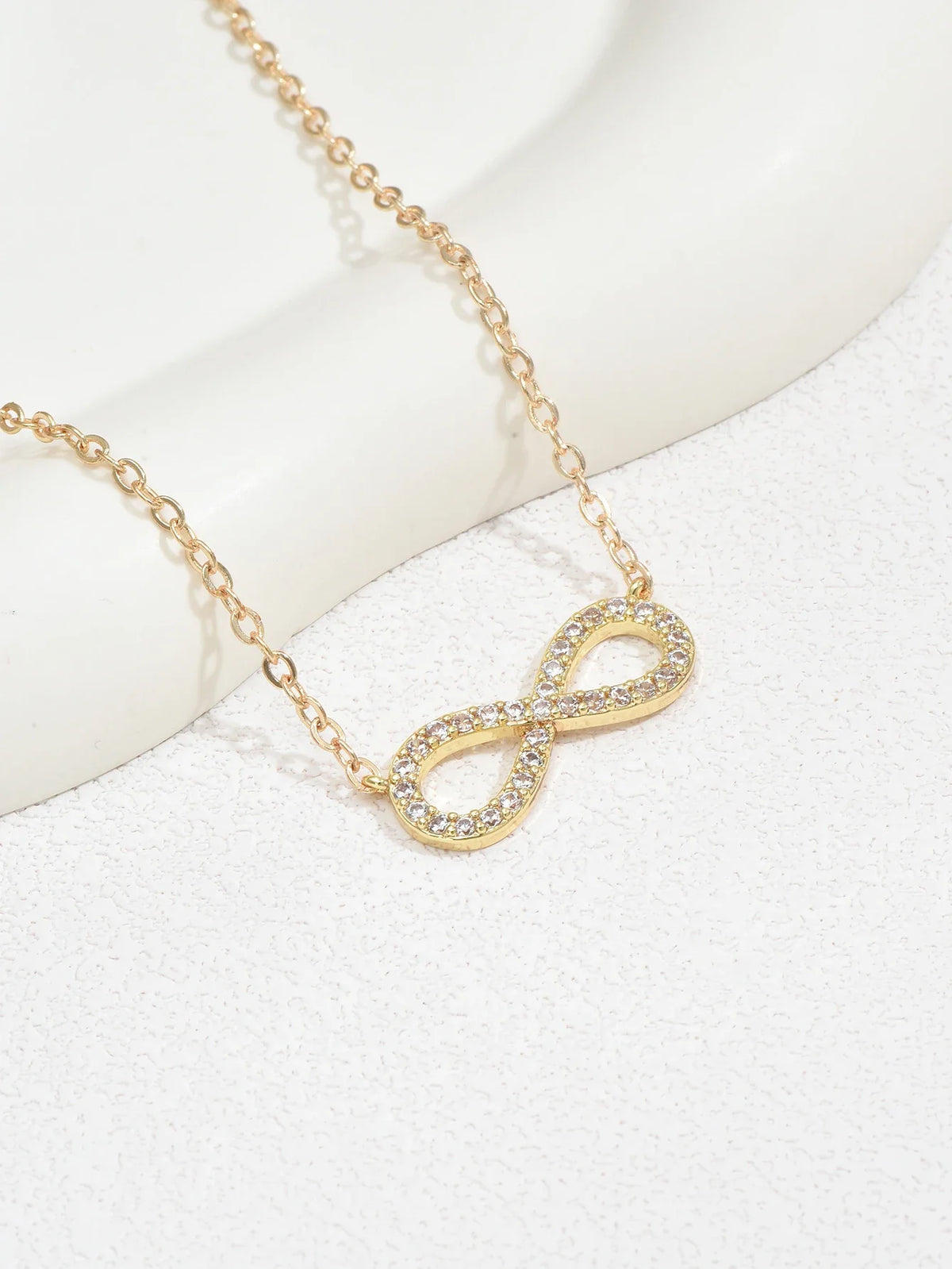 Stainless Steel Infinity Pendant Necklace Zirconia for Women