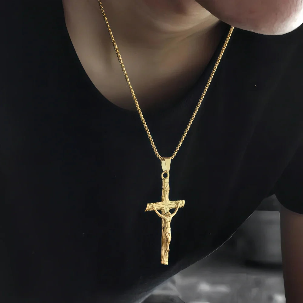 14K Gold Unique Crucifix Necklace